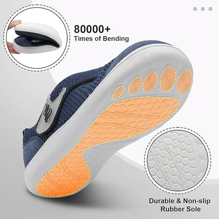 New LeIsfIt Women Size 6.5 Navy Blue Mesh Wide Toe Box Adjustable Diabetic Shoes