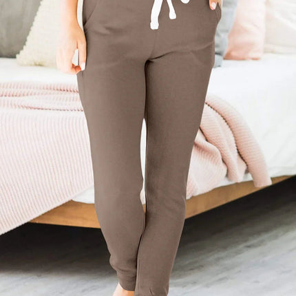 Gray Drawstring Waist Pocketed Joggers