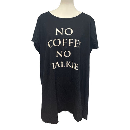Cacique Womens Plus Size 26/28 No Coffee No Talkie Short Sleeve Tee Shirt