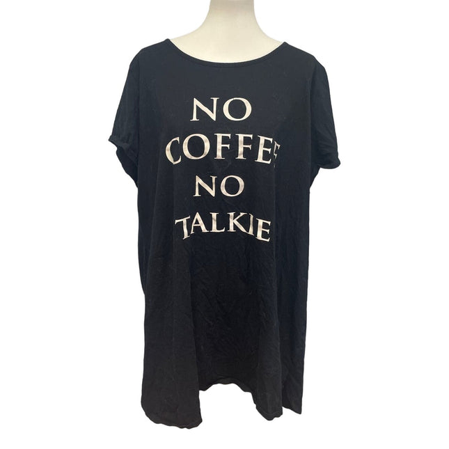 Cacique Womens Plus Size 26/28 No Coffee No Talkie Short Sleeve Tee Shirt
