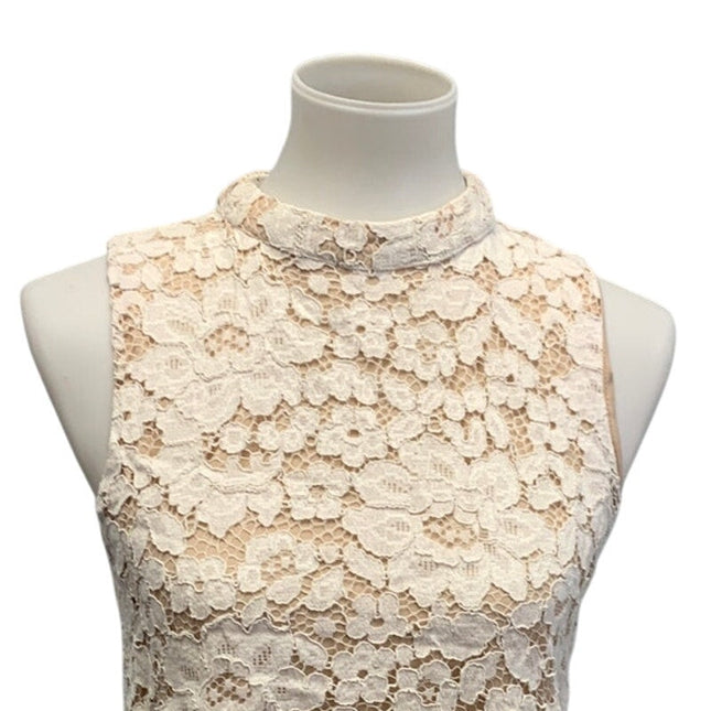 Rose + Olive Womens Medium Lace Lined Sleeveless High Collar Tank Top Blouse