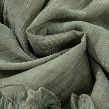 Laurel Green Textured Tie Waist Ruffle Hem Shorts