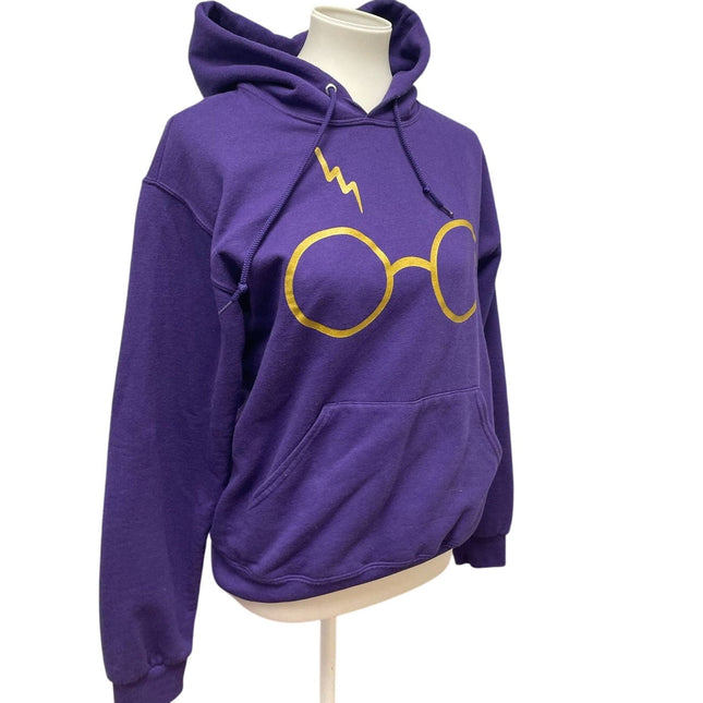 Harry Potter Womens Small Gold Glasses Purple Cotton Blend Hoodie Sweatshirt