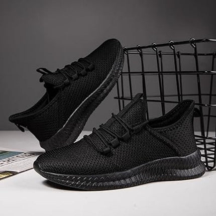 New Qujgs Womens Size 10 Black Breathable Mesh Lace Up Athletic Sneaker Shoes