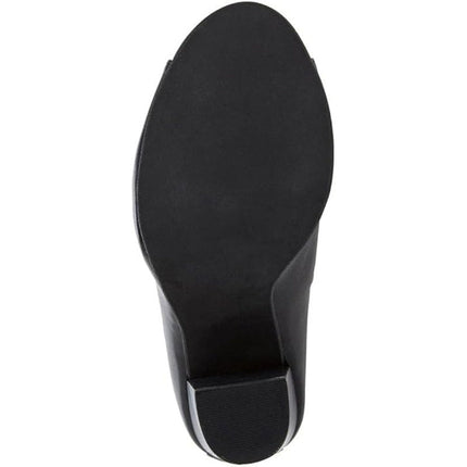 FSJ Womens Size 8 Black 4" Chunky Heel Ankle Boots Round Peep Toe Back Zip Shoes