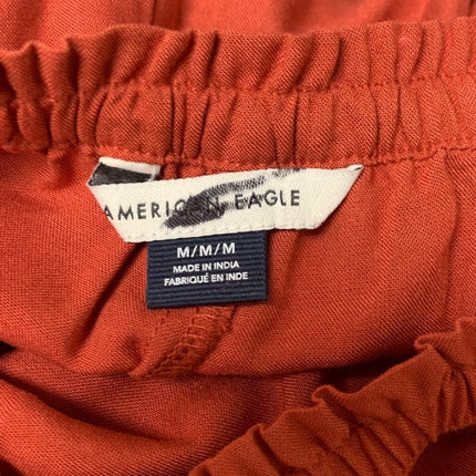 New American Eagle Womens Medium Linen Blend Elastic Waist Long Bow Pants