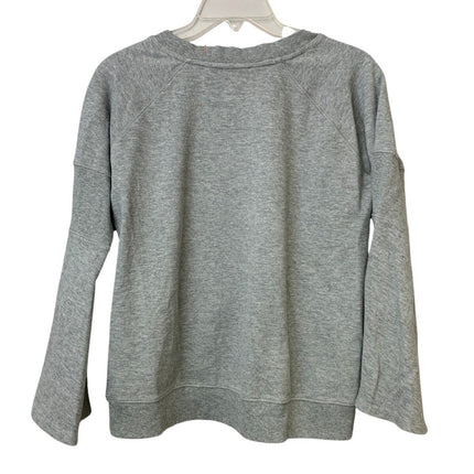 Upcycled Hand Printed Mens Medium Gray Heather Dragonfly Long Sleeve Sweatshirt