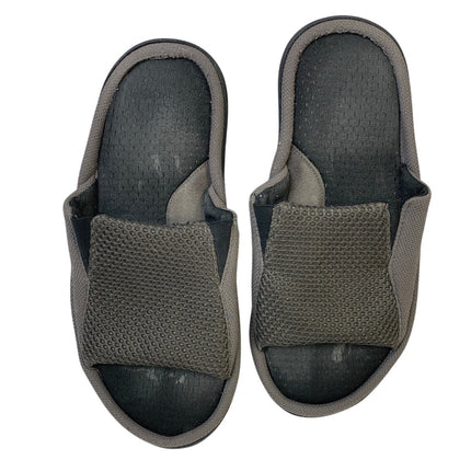 Longbay Mens Size 13-14 Gray Slippers Open Round Toe Slide On House Shoes