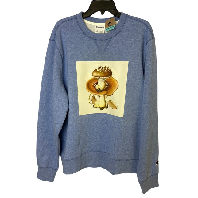 New Hand Printed Mens Large Pleurotus Spodoleucus Oyster Mushroom Sweatshirt
