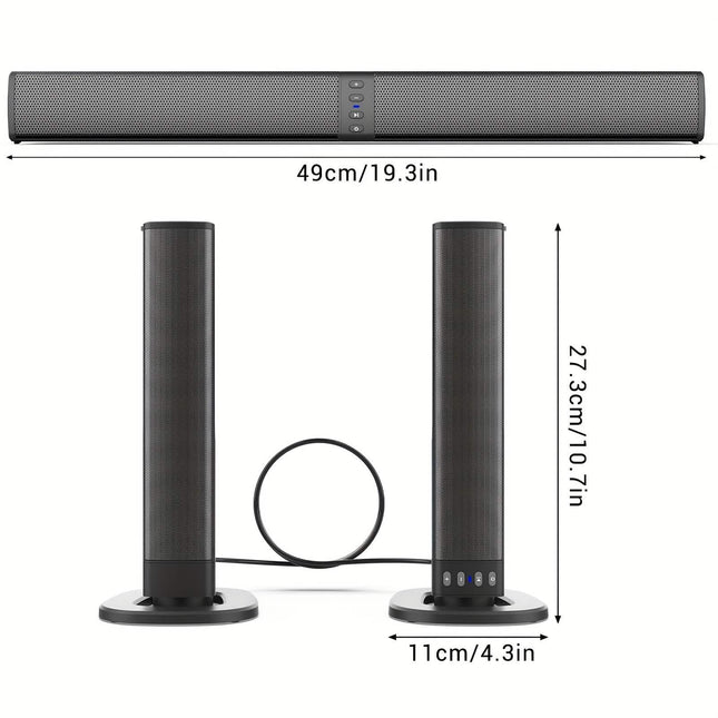 Wireless Soundbar for TV – 2-in-1 Detachable Bluetooth Speaker