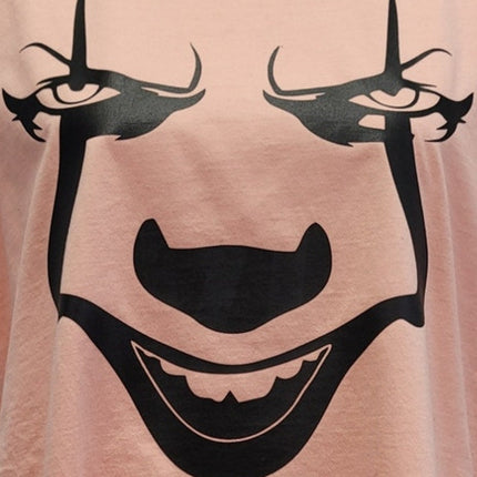 Hand Printed Upcycled Womens Large You Will Float Too Halloween Clown Tee Shirt