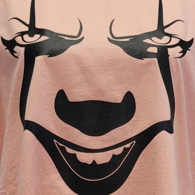 Hand Printed Upcycled Womens Large You Will Float Too Halloween Clown Tee Shirt