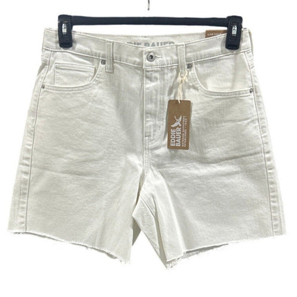 New Eddie Bauer Womens Size 6 White Stretch Cotton High Rise Cutoff Denim Shorts