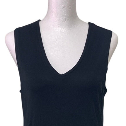 GAP Womens Medium Long Black Straight PolyRayon Sleeveless V Neck Maxi Dress