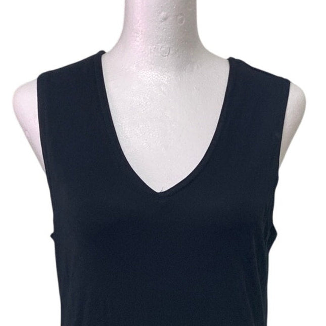 GAP Womens Medium Long Black Straight PolyRayon Sleeveless V Neck Maxi Dress
