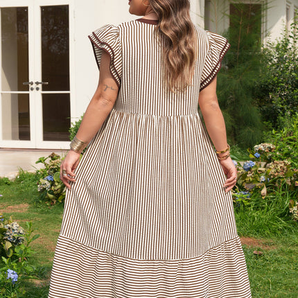 Nadia Flutter Sleeve Maxi PLUS Dress