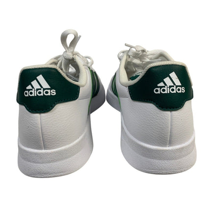 New In Box Adidas Mens Size 11 Breaknet 2.0 White Faux Leather Green Strip Shoes