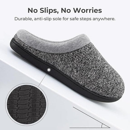 New HomeTop Womens Size 5/6 Gray Black Knit Memory Foam Comfort House Slippers