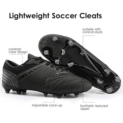 Dream Pairs Mens Size 9 Black Cleats Lace Up Round Toe Sport Soccer Shoes