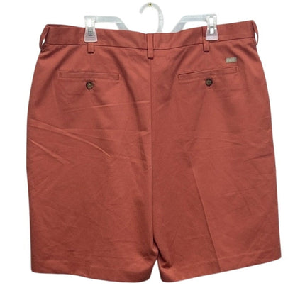 Izod Mens Size 38 100% Polyester Long Solid Coral Board Golf Shorts w Pockets