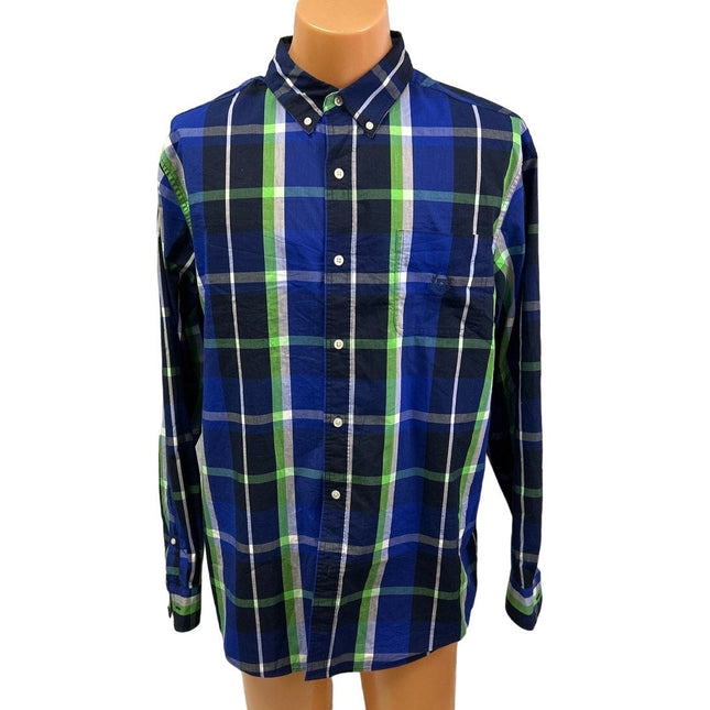 Chaps Mens XL Easy Care Stretch Plaid Long Sleeve Button Down PolyCotton Shirt