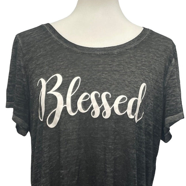 Delusional Womens Plus Size 1X Blessed Short Sleeve PolyCotton Long Tee Shirt