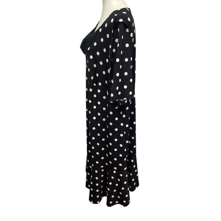Avenue Womens Plus Size 26 Half Sleeve Black White Polka Dot Sheath Dress