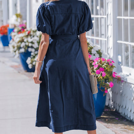 Makayla Bubble Sleeve Long Dress