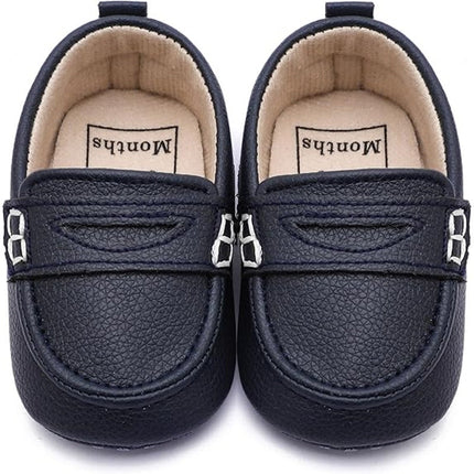 Moceen Baby Boys 12 -18 Months Navy Loafers Soft Sole PU Leather Moccasins Shoes