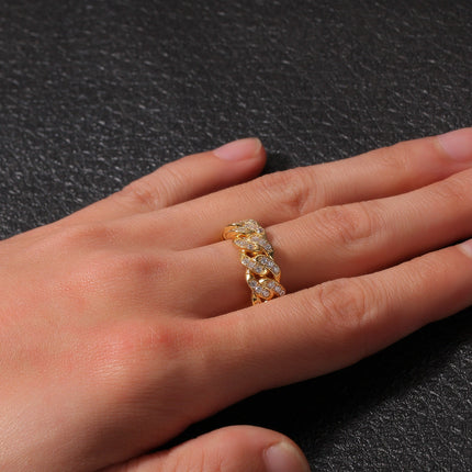 8mm Hip-hop Cubic Zirconia Cuban Link Ring