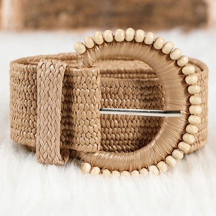 Kylie Beaded Straw Woven Belt