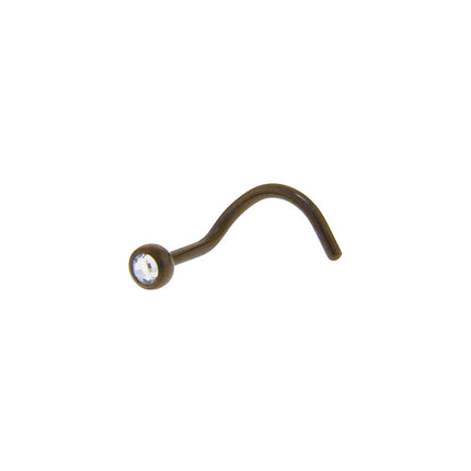 Grade 23 Titanium Bronze Crystalline Gem Nose Ring