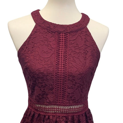 By & By Juniors Size 9 Sleeveless Lace Fit & Flare Wine Red Knee Length Dress