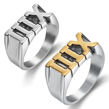 Stainless Steel Roman Numeral XIII Ring Set