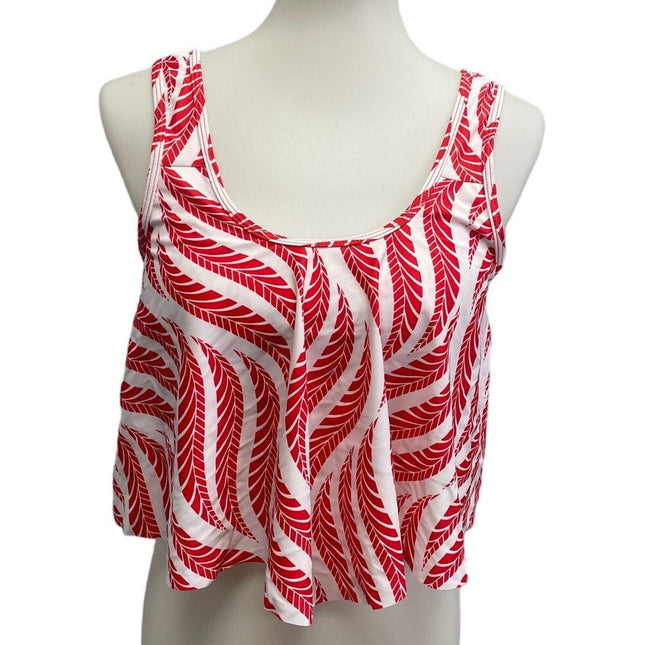 New Womens Medium 2pc High Waist Red Ferns Strappy Swimsuit Swim Suit Bikini