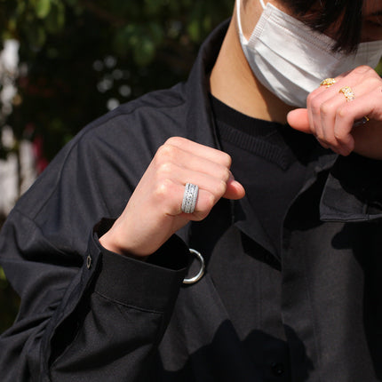 Hip-hop style zircon rotating Cuban ring