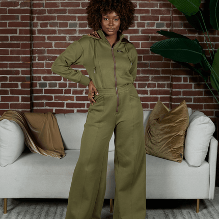 Green Satin Lined Jumpsuit