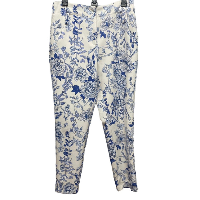 7th Avenue Design Studio Womens Size 6 Average Blue Floral Front Zip Pants