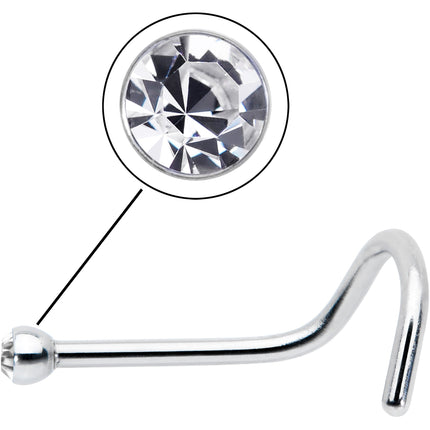 20G Stainless Steel Crystalline Gem Micro Nose Ring Twister