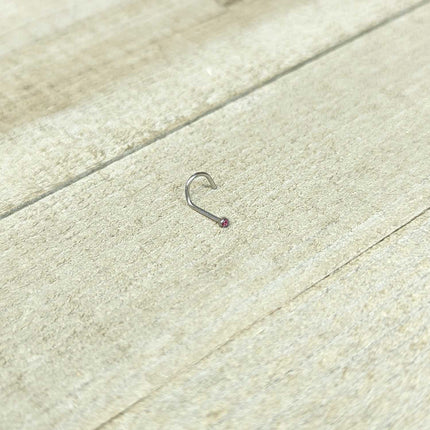 20G Stainless Steel Pink Gem Micro Nose Ring Twister