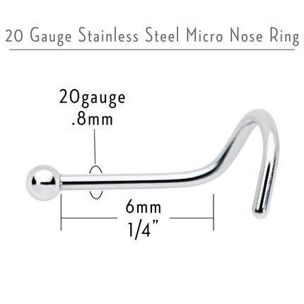 20G Stainless Steel 2mm Ball Nose Screw