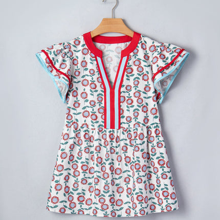 Avery Trim Flutter Sleeve Blouse