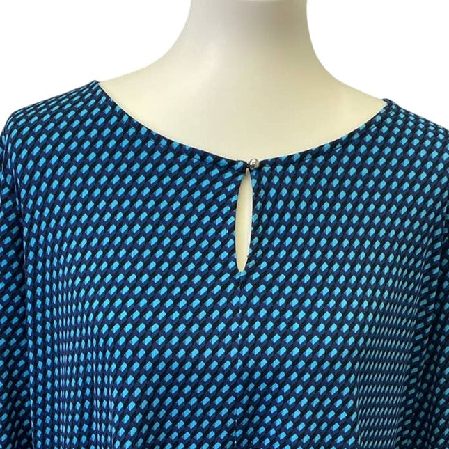 Dana Buchman XL Long Sleeve Polyester Blend Geometric Pattern Blouse Top