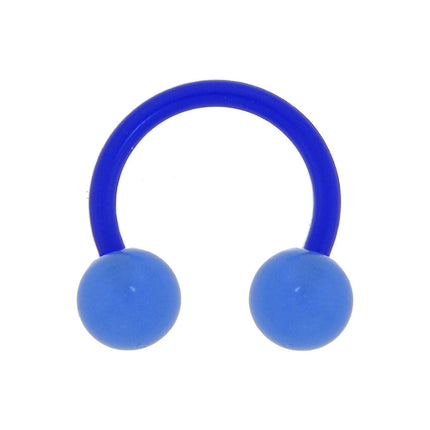 14G 3/8 Bioplast Blue Glow In The Dark Circular Horseshoe