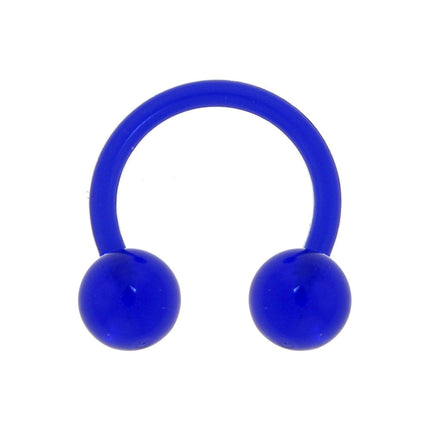14G 3/8 Bioplast Electric Blue Barbell Circular Horseshoe