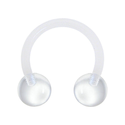 14G 3/8 Bioplast Cool Clear Horseshoe Circular Barbell