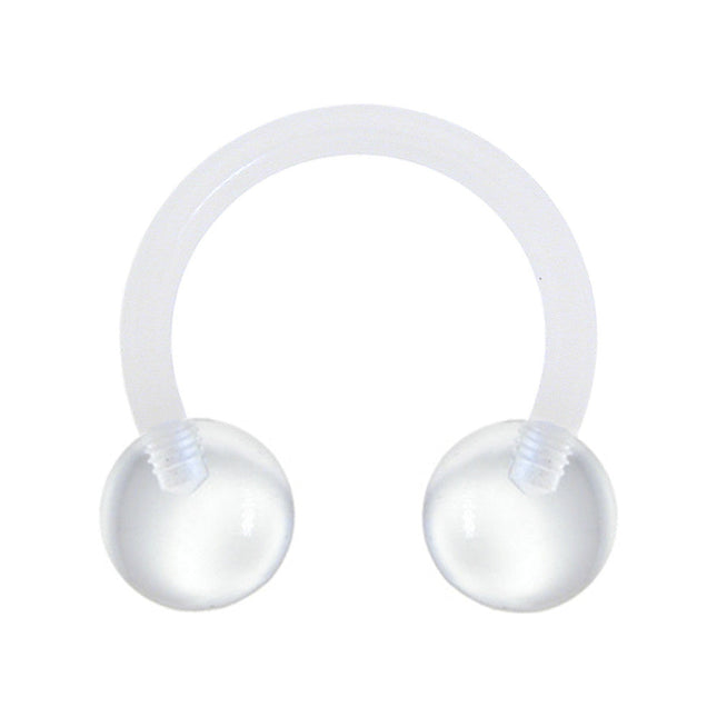 14G 3/8 Bioplast Cool Clear Horseshoe Circular Barbell
