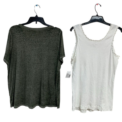 2 Cato Fashion Bug Womens 1X 18/20W Ribbed Tank Top Faith Short Sleeve Tee Shirt