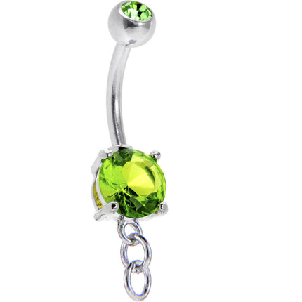 Peridot Green Double Gem Prong Set Add On Charm Belly Ring