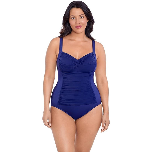 New Trimshaper Womens Size 10 Ink Blue Tummy Control One Piece Swimsuit